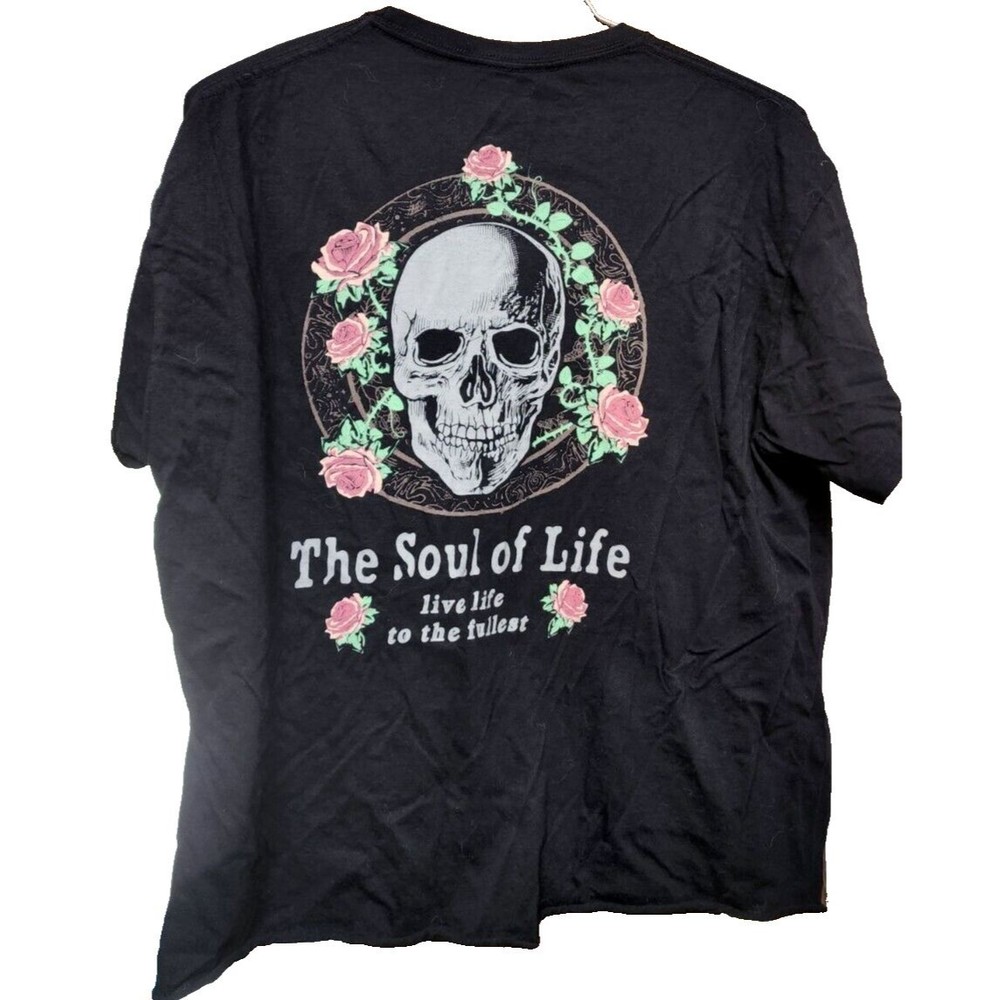 Skull T-Shirt Black Size XL The Soul Of Life Boho Hippie Horror Halloween
